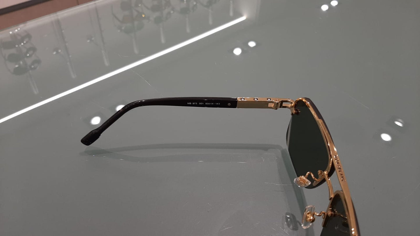 Rectangular Sunglasses with Gold-Colored Metal Frame